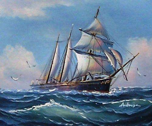 Clipper by Ambrose . Oil on canvas.