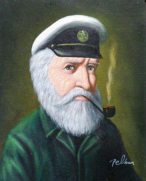 Old sailor by Pelbaum. Oil on canvas.