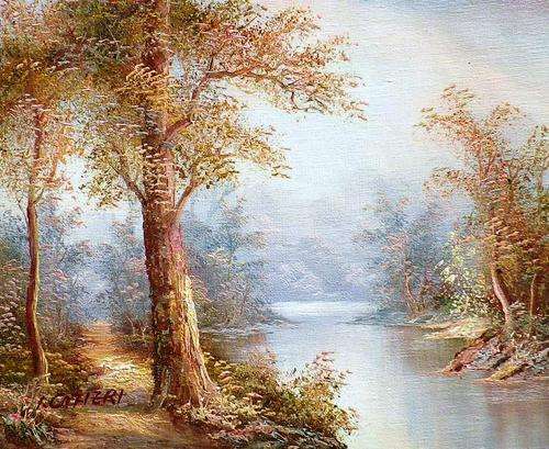 Landscape by I Cafiere .  Oil on canvas.