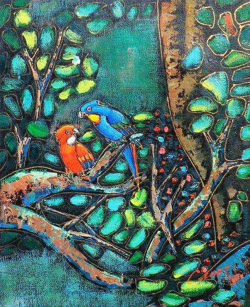 Parrots by C Loft.