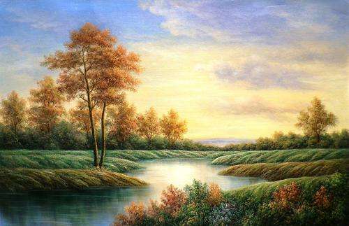 Autumn landscape ba J Smith . Oil on canvas.
