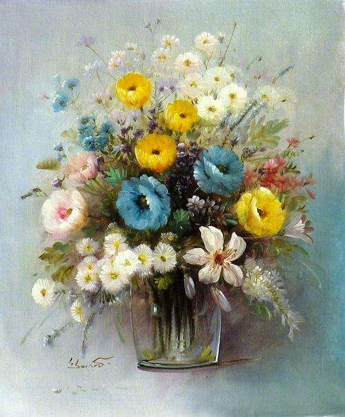 Bouquet of flowers by Edward. Oil on canvas.