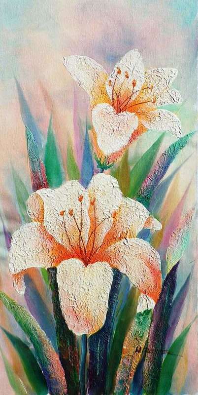 Flowers by W Rossiter. Acrylic on canvas.