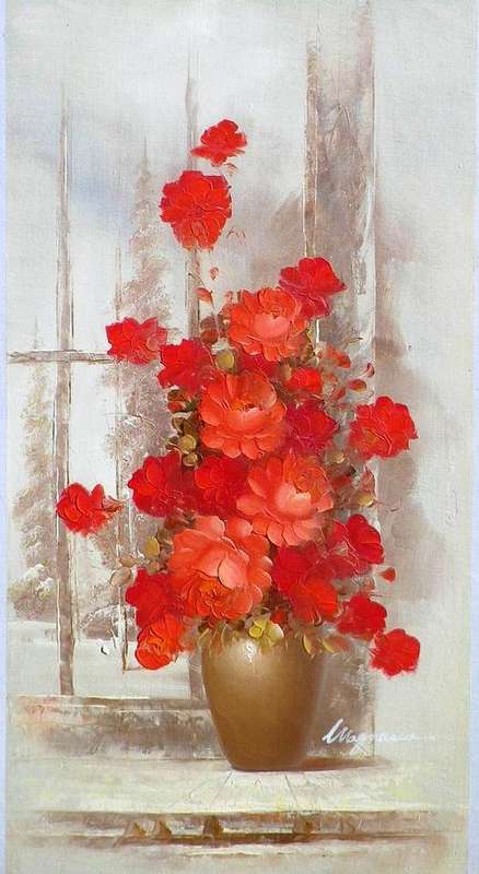 Red roses by Magnesco. Oil on canvas.