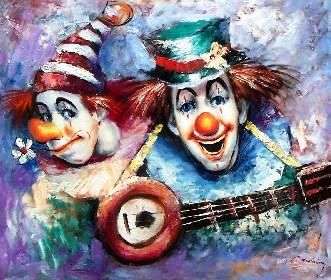 Clowns by Manning , oil on canvas , 60 x 50 cm.