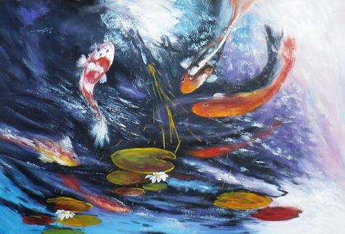 Koi by Joyce. Oil on canvas 92 x 62 cm.