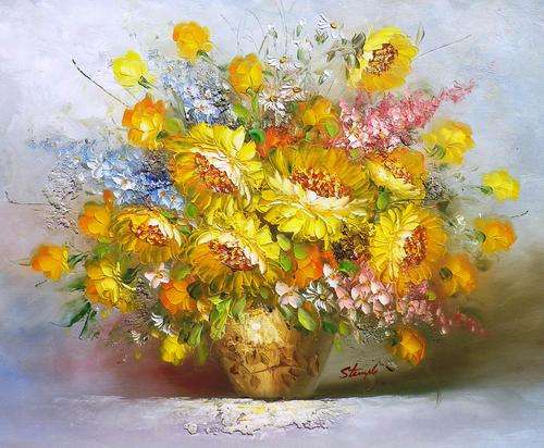 Sunflowers by Stemple. Oil on canvas.