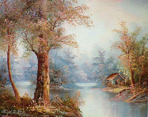 Autumn landscape bu I Cafieri. Oil on canvas 26 x 21 cm.