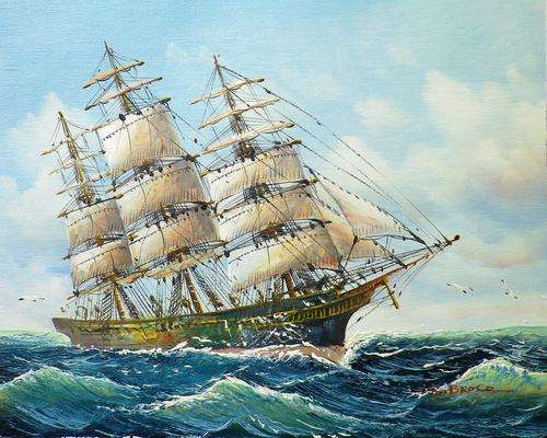 Clipper by Ambrose. Oil on canvas 26 x 21 cm.