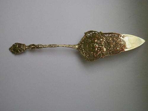 Silver cake lifter , very rich decorated, German 800 silver, Art Nouveau.