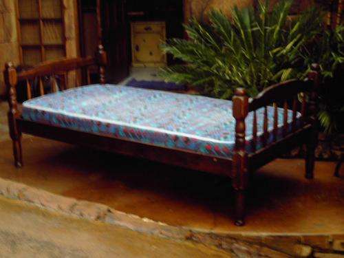 Strong and sturdy pine single bed with matress.