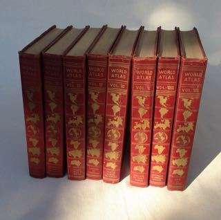 WORLD ATLAS VIII VOLUME SET BY GEOGRAPHICAL PUBLISHING COMPANY 1937 VINTAGE