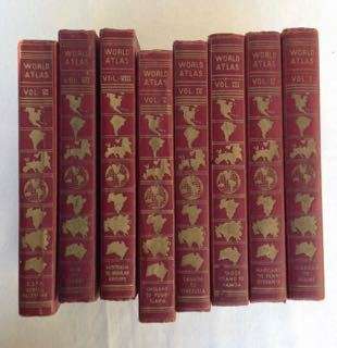 WORLD ATLAS VIII VOLUME SET BY GEOGRAPHICAL PUBLISHING COMPANY 1937 VINTAGE