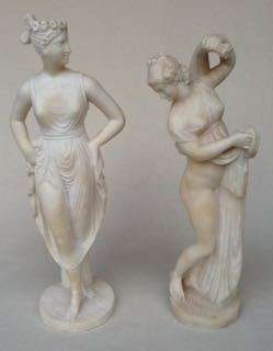 A PAIR OF MARBLE FIGURES OF CLASSIC MAIDENS