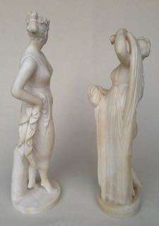 A PAIR OF MARBLE FIGURES OF CLASSIC MAIDENS