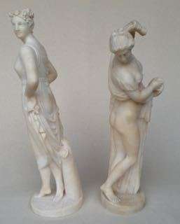A PAIR OF MARBLE FIGURES OF CLASSIC MAIDENS