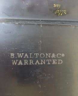 VICTORIAN GILT & BLACK PAPIER MACHE TRAY STAMPED B. WALTON & Co WARRANTED