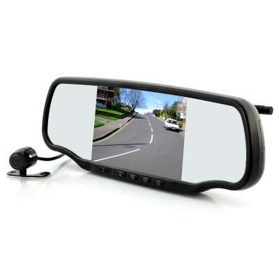 Car Rear View Mirror with Dashcam and Wireless Parking Camera - 5 Inch Screen, GPS, Speed Radar Dete