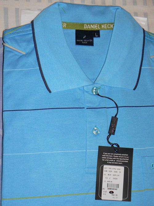 DANIEL HECHTER - Golf Shirt - LARGE - BLUE (LIGHT) - BRAND NEW