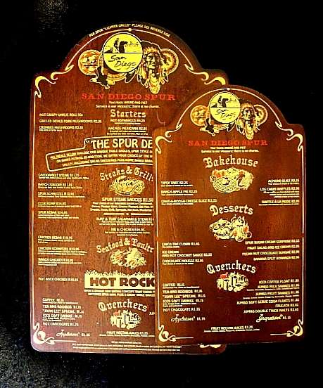 Vintage Spur Menus (Main menu and dessert menu)) 1990/91