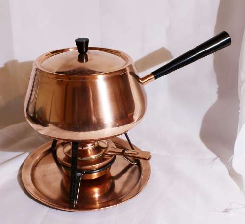 Vintage Swiss copper "Spring" fondue set by Culinox