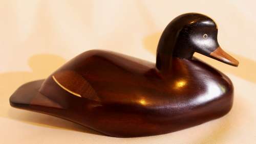 Beautifully carved exotic-wood duck