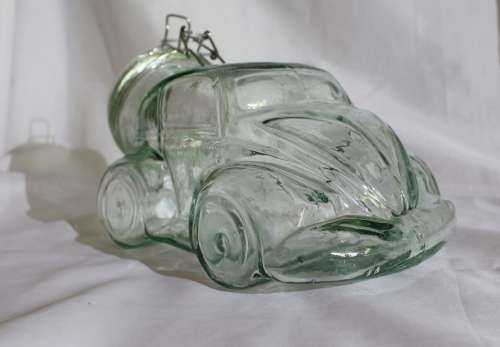Vintage VW Beetle glass cookie jar