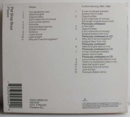 PET SHOP BOYS - PLEASE/Further Listening 1984-1986 remastered 2CD UK/Europe 2001