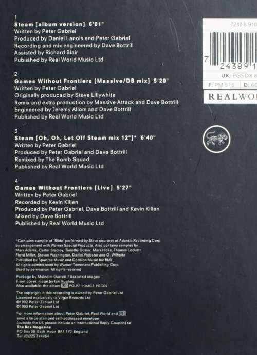 PETER GABRIEL - Steam Limited Edition 4-track CD single Box set 1993 UK
