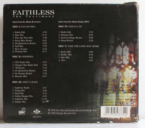 Faithless - The Testimony Chapter One 5-CD maxi singles Boxset (1999 Netherlands) BOX: VG- / Rest: M