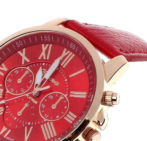 New Casual Watch Women Dress Watches Roman PU Leather Quartz WristWatch