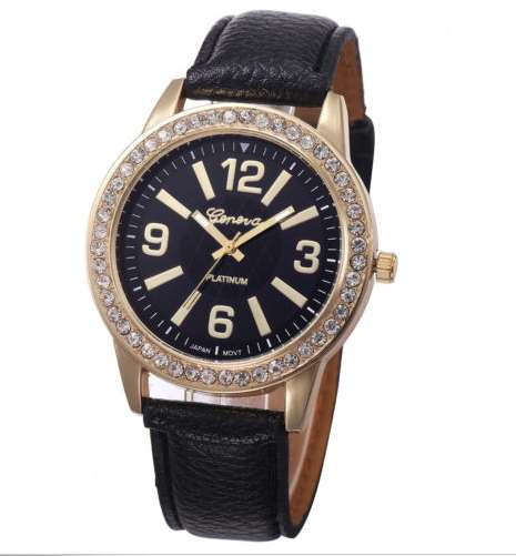 Fashion Women Geneva Watches Stainless Steel Analog Leather Quartz Wrist Watch