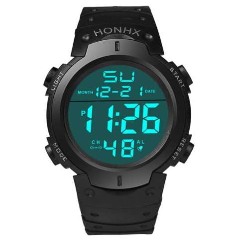 Waterproof Men's Silicone LCD Digital Stopwatch Date Rubber Sport Wrist Watch