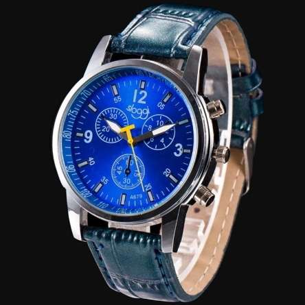 Concise Fashion Luxury Stylish Crocodile Faux Leather Mens Analog Watch Wrist Watches