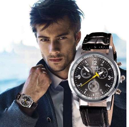 Concise Fashion Luxury Stylish Crocodile Faux Leather Mens Analog Watch Wrist Watches