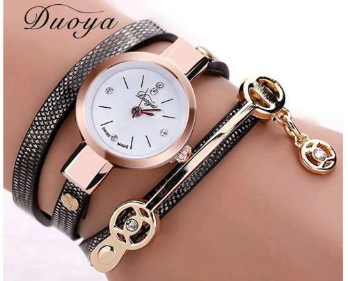 New Fashion Women Bracelet Watch Gold Quartz Gift Watch Wristwatch Women Dress Leather Casual
