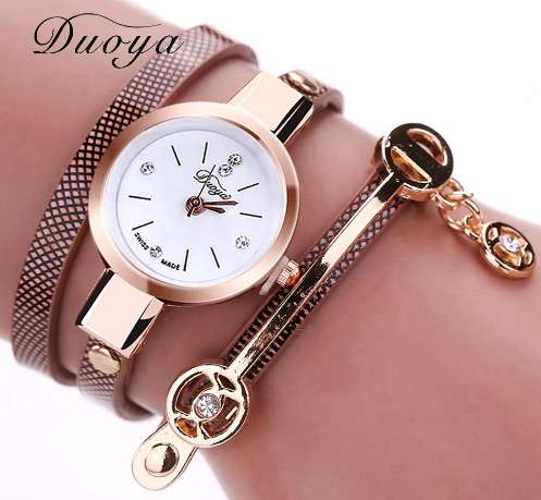 New Fashion Women Bracelet Watch Gold Quartz Gift Watch Wristwatch Women Dress Leather Casual