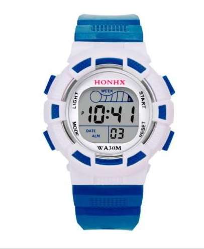Waterproof Mens Boys Digital LED Sports Date Watch Kids Alarm Watch