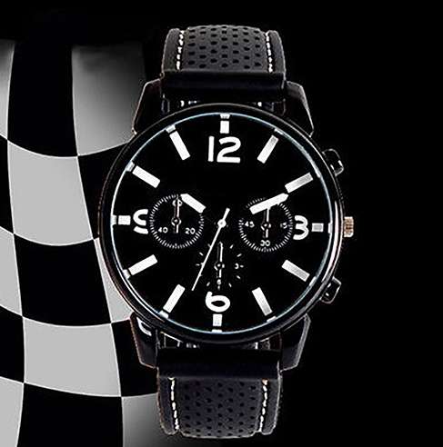 Men Fashion Numeral Dial Silicone Band Sport Analog Quartz Wrist Watch