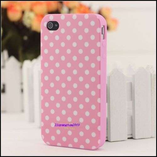 FREE SHIPPING!! Pink white Little Polka Dot cute lovely Case Cover skin for iPhone 4 4G 4S