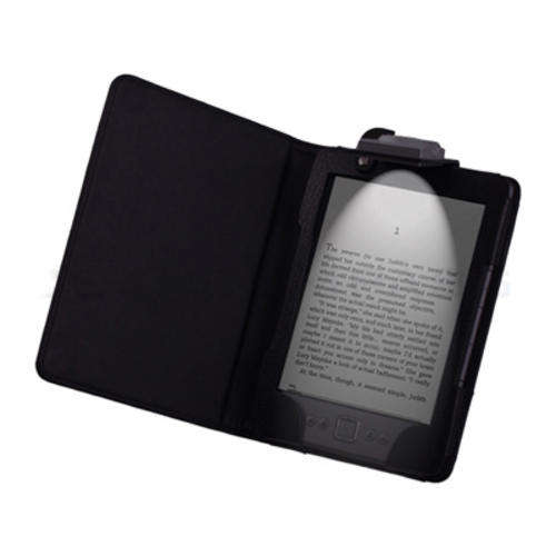 Premium Leather Case Cover w/ LED Reading Light for Amazon Kindle 4 Red