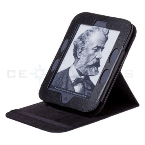 Nook 2 Simple Touch 2nd Edition Generation Black Leather Case Cover Stand+Free Screen Protector