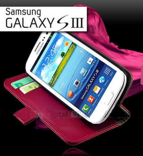 Premium RED Wallet Stand Leather Case Cover For SAMSUNG Galaxy S III i9300 + Screen Protector
