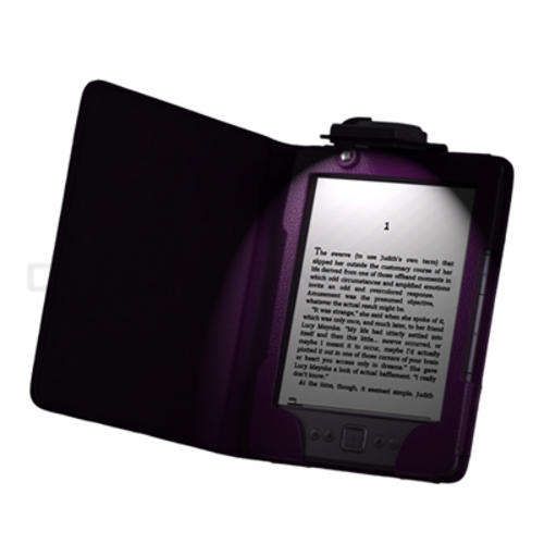 LOCAL STOCK!! Premium Leather Case Cover w/ LED Reading Light for Amazon Kindle 4 Purple