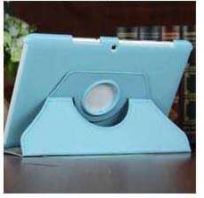 "Free Stylus" Light Blue 360 Rotate Leather Smart Cover Case Stand 10.1" Samsung Galaxy Tab 2 P5100