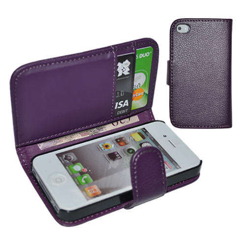 LOCAL STOCK!! Leather Book Wallet Flip Case Cover Pouch Cards Cash Holder For iPhone 5  Purple