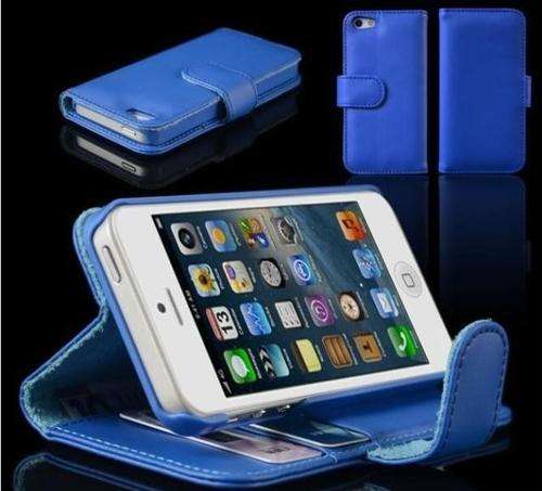 LOCAL STOCK!! Leather Book Wallet Flip Case Cover Pouch Cards & Cash Holder For iPhone 5 Blue