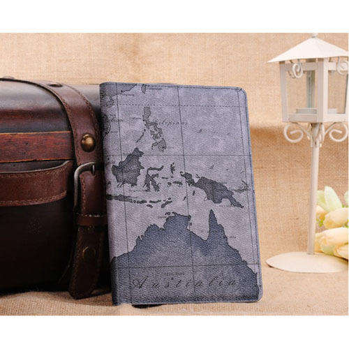 Stylish Map Pattern Leather Protective Case Cover w Stand For Apple iPad Mini
