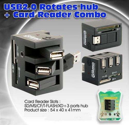 ALL IN 1 MEMORY CARD READER + 3 PORT HUB COMBO
