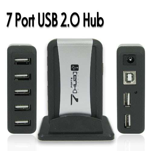 LOCAL STOCK!! 7 Port USB 2.0 Hub - Support 480 Mps Data Speed  with Power Adaptor